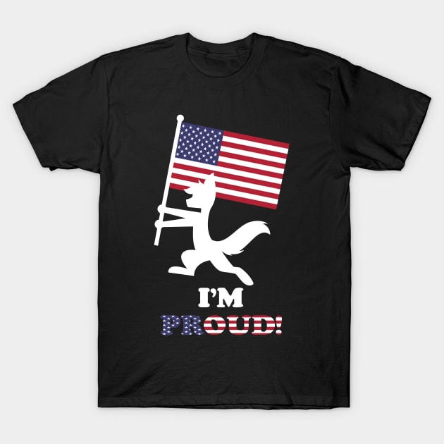 "I'M PROUD" Furry American Flag T-Shirt by ShiOkami